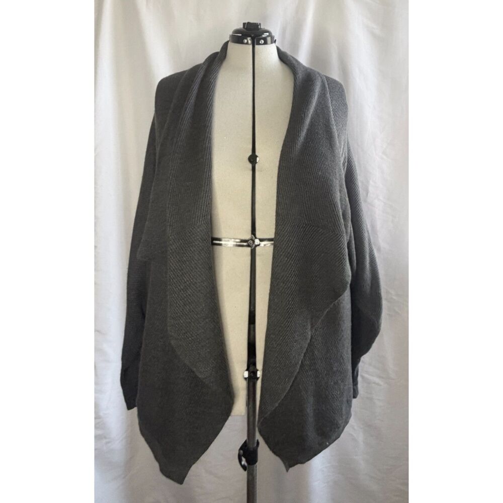 Worthington charcoal open-front draped knit cardigan sweater